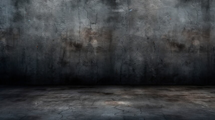 Dark room with concrete wall and floor - obrazy, fototapety, plakaty