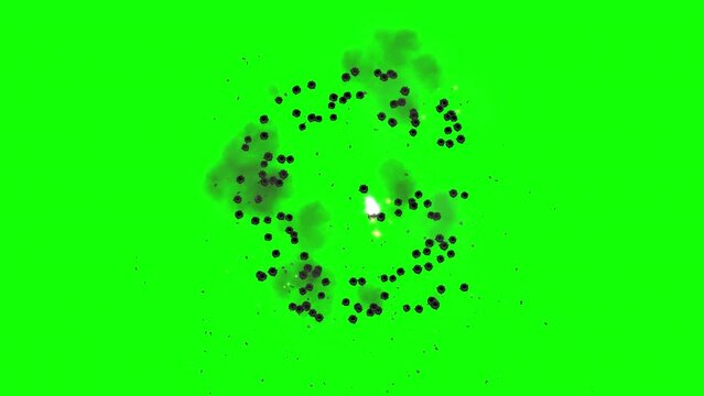English alphabet G formed by bullet shots on green screen background