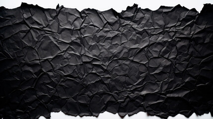 Close-up black torn paper on white background
