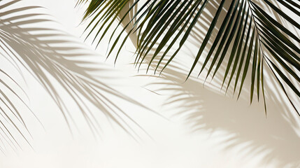 Fototapeta premium Palm tree shadow on white wall