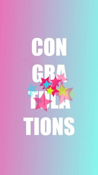 congratulations text animation vertical gradient background