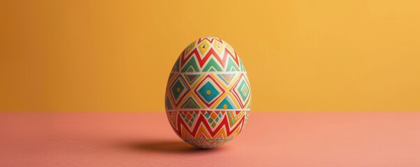 Decorated easter egg on a colorful background - obrazy, fototapety, plakaty