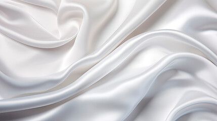 White satin fabric with numerous folds