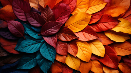 Colorful leaves on a table