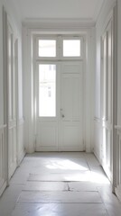 Bright white interior with classic door