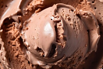 Creamy Texture of chocolate ice cream, close up shot, HD, restaurant concept menu