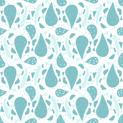 Water drops seamless pattern. Clean drink endless background. Vector flat illustration.