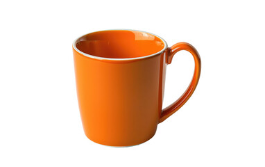 An Artistic View of an Orange Coffee Mug on a Tabletop isolated on transparent Background
