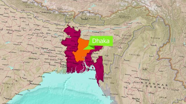 map of Dhaka, the capital of Bangladesh.Zooming In: Exploring the Details of the Dhaka Map	