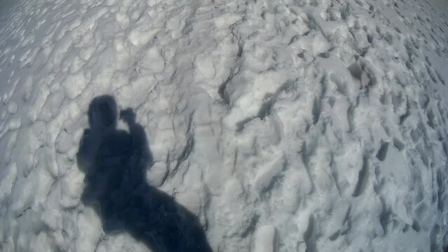 my shadow walking on snow, Japan 25 March 2024