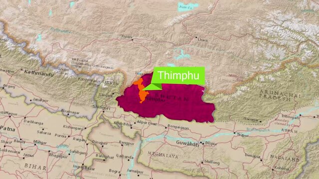 map of Thimphu, the capital of Bhutan.Zooming In: Exploring the Details of the Thimphu Map	