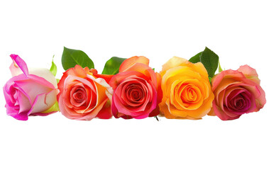 Diverse Spectrum of Rose Blossoms isolated on transparent Background