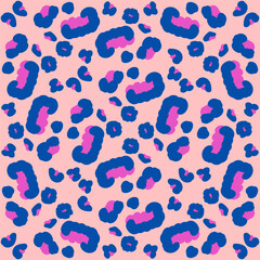 Leopard trendy seamless pattern. Animal skin print endless background. Exotic wild repeat cover. Stylized spots simply loop ornament. Vector hand drawn illustration.