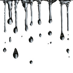 Transparent PNG available collection of black ink droplets, reminiscent of crude oil, expertly isolated on a transparent background. Available in PNG format with a cutout or clipping path.