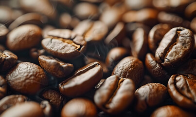 Close up on coffee beans. Morning aromas,Generative AI