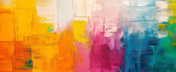 Colorful Abstract Acrylic Painting on Canvas for Modern Decor. Vibrant Multi-Colored Brush Stroke Artwork for Contemporary Interio