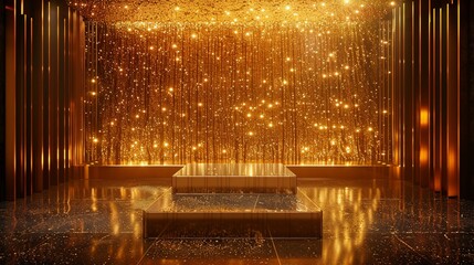 Elegant Glitter Gold Podium on Traditional Indian Palace Courtyard, Perfect for Fine Dining Events