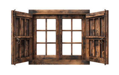 Shut Wooden Window Enclosure isolated on transparent Background