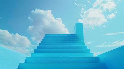 Stairway to the sky with clouds