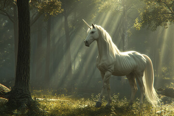 a unicorn in a forest