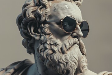 a statue of a man wearing sunglasses - obrazy, fototapety, plakaty