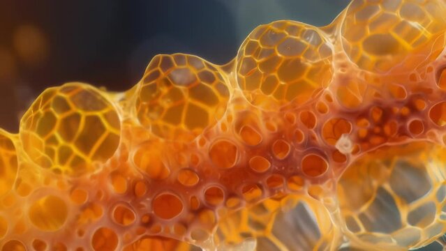 A microscopic image of a single hypha showing the tubelike structure and crosssectional view of the cell walls. . AI generation.