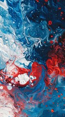 Abstract red and blue fluid art