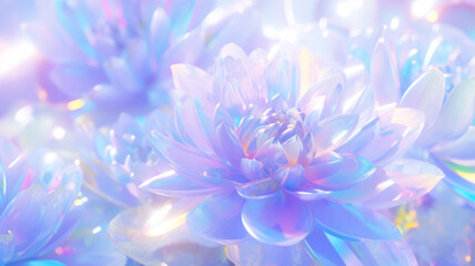 Obraz premium Beautiful 3D holographic crystal flower illustration background material 