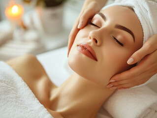 Fototapeta na wymiar a woman getting a face massage