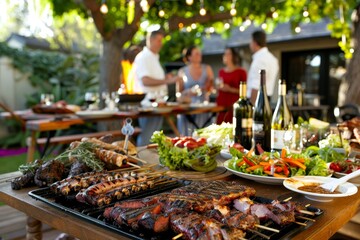 Summer Feast: Backyard Barbecue Spread with Fine Wine and Friends