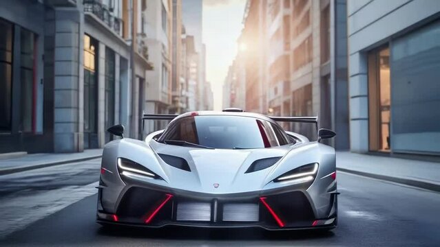 Hypercar Showcasing Power on City Street at Dawn
