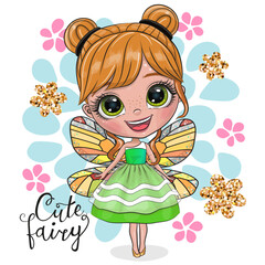 Cartoon fairy girl on a white background