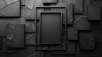 Foto op Aluminium Abstract black tiles with a central frame © iVGraphic