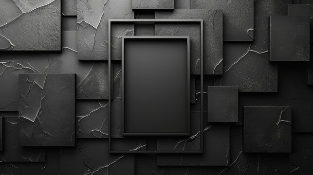 Abstract black tiles with a central frame