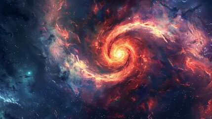 Galaxy Glow A Celestial Spiral of Fire and Fury Generative AI