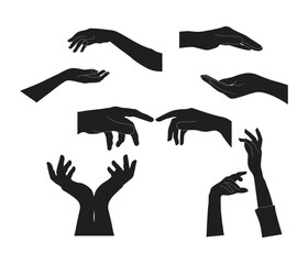  vector hand drawn hand silhouette set