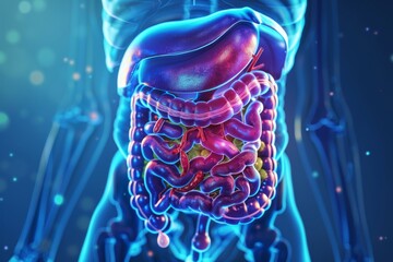 Anatomical Clarity: High-Resolution 3D Illustration of the Human Digestive System - obrazy, fototapety, plakaty