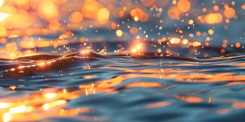 Sunset ocean water surface abstract wallpaper background