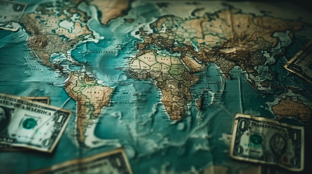 world map made from money, business concept