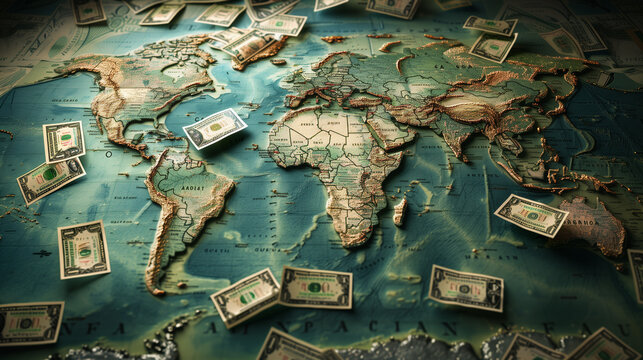 world map made from money, business concept