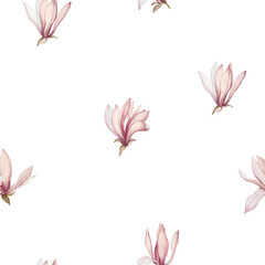 Seamless pattern with magnolias. Flowers in a watercolor style. - 772996990
