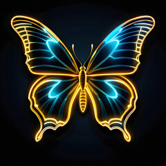 Captivating Gold Neon Butterfly Icon: Elegant and Radiant(Generative AI)