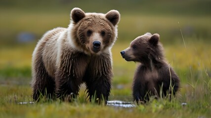 2 Wild brown bear cub