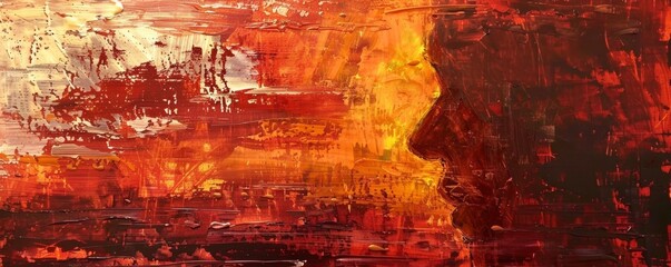 Abstract red and orange painting