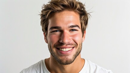 Fototapeta premium Radiant Smile and Positivity - A Man's Portrait in Natural Light - Generative AI