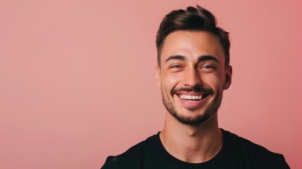Obraz premium Radiant Smile and Positivity - A Man's Portrait in Natural Light - Generative AI