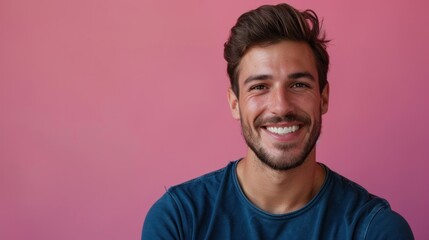 Fototapeta premium Radiant Smile and Positivity - A Man's Portrait in Natural Light - Generative AI