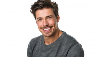 Fototapeta premium Radiant Smile and Positivity - A Man's Portrait in Natural Light - Generative AI