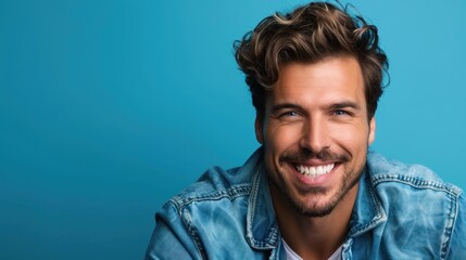 Fototapeta premium Radiant Smile and Positivity - A Man's Portrait in Natural Light - Generative AI