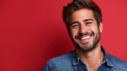 Fototapeta premium Radiant Smile and Positivity - A Man's Portrait in Natural Light - Generative AI